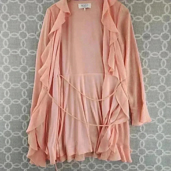 WAYF  Made In USA Wrap Ruffle Longs sleeve Fit & Flare Mini Dress L - Picture 4 of 10